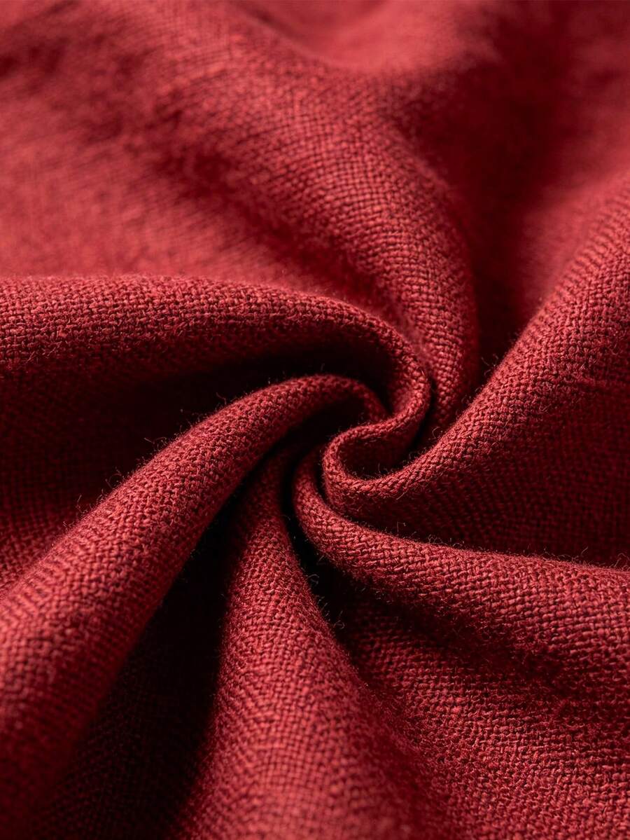 1pc Natural Linen-Like Breathable Fabric, Suitable For Tablecloth, Sofa Cushion, Clothing DIY - Claret - View 1