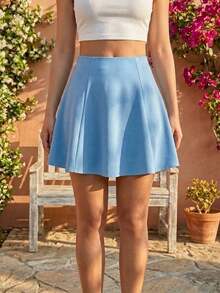 Women's Pleated Skirt - Baby Blue - View 4