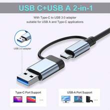 雙接頭 USB 3.0 集線器，8 合 1 多功能轉接器，含 USB-A/USB-C、4 個 USB 3.0 接口、SD/TF 讀卡機、音訊插孔，筆記型電腦、PC 適用便攜式鋁合金擴充塢 - 查看 3
