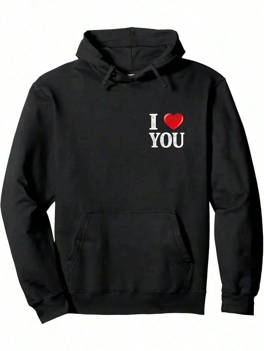 Compatible With 1 Men's Heavyweight Hoodie - Indigenous Inspired Graphic Print With Feather Design, Black With Red And White Lettering, Front Pocket, Regular Fit, Casual Outdoor Sweatshirt_089 - 黑色 5 - 查看 1