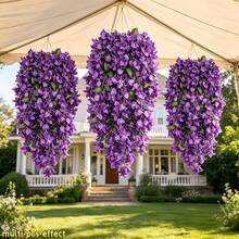 29.72 Inch Large Purple Hydrangea, Realistic Purple Hydrangea And Green Leaves - Suitable For Various Party Themes, Outdoor Decoration Artificial Flowers, Easy To Hang And Store, Space-Saving, Suitable For Hotel/Office/Home Party Decoration, All-Season Evergreen Artificial Flower Soft Decoration - No Flower Pot Included, Suitable For Various Holidays - Multicolor - View 5