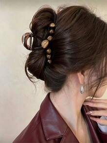 1pc Fashionable Coffee-Colored Hair Claw Clip, Suitable For Daily Wear, Commuting, Casual Outings, Dates, Traveling, And A Versatile Accessory For Spring/Summer Outfits - Multicolor - View 2