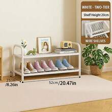 1pc Multi-Tier Large Capacity Waterproof Plastic Shoe Rack, Minimalist White Grid Storage Shoe Organizer, Portable Multi-Layer Entryway Shoe Rack, Multifunctional Shelving Unit With Casters For Bedroom, Bathroom, Closet, Hallway - Multicolor - View 8