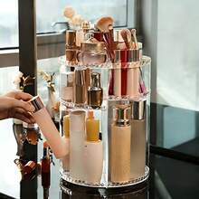 IMLUCKY Makeup Organizer - 360 Rotating Cosmetic Organizer Box - Acrylic Vanity Storage Display Case For Bathroom/Countertop - White - View 9