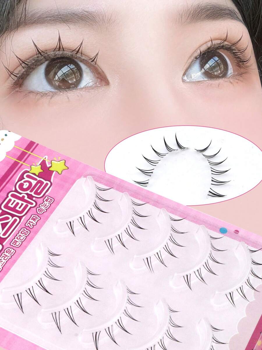 5 pares de pestañas invisibles con cola puntiaguda de diablo de dibujos animados, pestañas naturales para ojos grandes, suaves y ligeras, cómodas para citas y fiestas