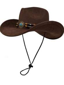 1PC Vintage Western Cowboy Hat, Spring/Summer Sun Protection, Jazz Hat, Wide Brim British Knight Hat For Women - A - View 5