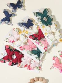 4pcs Mixed Floral & Bow Hair Clips Set, Countryside Style, Suitable For Party/Holiday/Daily Wear - Mixed color - View 10