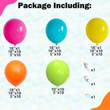 107pcs Summer Tropical Balloon Arch Garland Kit, Colorful Colorful Pink Green Blue Yellow Orange Balloon Garland Kit With Hawaii Balloons For Hawaiian Luau Aloha Birthday Babyshower Pool Party Decorations - View 2