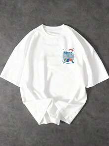 1pac.T-shirt d'été pour homme. 100 % coton. T-shirt Fractyr pour homme, coupe ample et décontractée, imprimé sushi japonais minimaliste, respirant, couleur unie, idéal pour l'été. T-shirt oversize. - Blanc - Voir 4