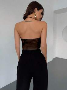 Top Halter de Fiesta  Solid Concert con Frente Drapeado y Espalda Descubierta - Multicolor 8 - Ver 3