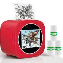 Impresora mini AI, fabricante de pegatinas con voz AI con pantalla HD de 2.4", adecuado para notas de aprendizaje, dibujos, fotos, colorear, diarios, manualidades DIY - Multicolor - Ver 2