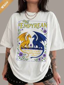 The Empyrean Fourth Wing  Shirt, Fantasy Bookish Tee, Dragon Rider T-Shirt, Romantic Fantasy Reader Shirt, Book Lover Gift Tee - White - View 6