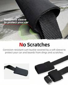 Abahub Soft Roof Rack Pads With 2 Tie Down Straps, 2 Tie Down Ropes, 2 Hood Loops And Storage Bag, For Surfboard, Kayak, Canoe, Heavy Duty Universal Car Roof Racks System - White - View 7