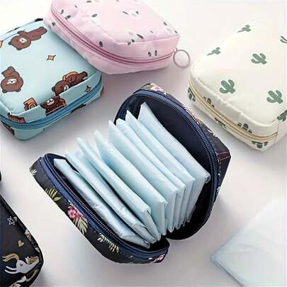 Sanitary Pad Storage Bag, Portable Nylon Oxford Fabric, Zipper Closure, Women's Menstrual Cup Organizer, Convenient And Durable