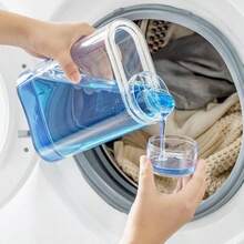 1pc Sealed Laundry Detergent Container With Measuring Cup - Multifunctional Plastic Jar For Storing And Leak-Proof Dispensing Fabric Softener Powder - Multicolor - View 5
