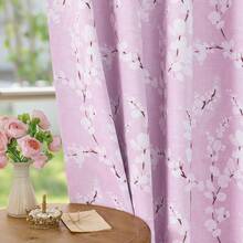 1 pièce Rideau occultant à fleurs roses, convient pour la chambre à coucher, le salon, isolation thermique - Rose bonbon - Voir 6