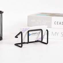 Business Card Holder Desk, Metal Cute Card Display Stand, Compatible With Various Countertops, Horizontal Black - Rose Gold - View 6