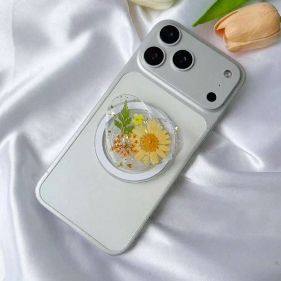 磁吸式真花樹脂心形桌面支架，原創創意禮物，防震、輕巧、可旋轉，適用於通用充電 - 5 - 查看 1