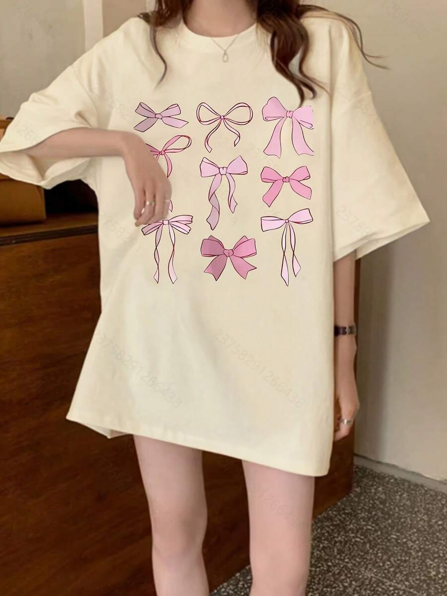 New T-Shirt, 100% Cotton, Machine Washable, Suitable For Spring, Summer And Autumn, Casual Style, Comfortable Fit, Modern Design, Versatile For Daily Use, Soft Fabric, Style A. - 杏色 - 查看 1