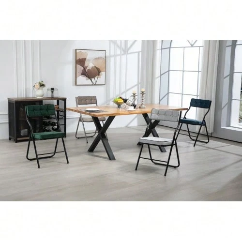 Folding Chairs In A Pack Of 2 – Folding Dining Chairs With Cushions, Portable And Already Assembled, Additional Folding Chairs For Guests, Kitchen, Office, Wedding And Party - 綠色 - 查看 1