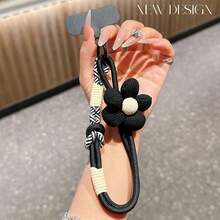 1pc Dopamine-Enhanced Mobile Phone Lanyard/Wrist Strap, Colorful Card Keychain, Anti-Loss, Cute Flower Mobile Phone Strap - Multicolor - View 10