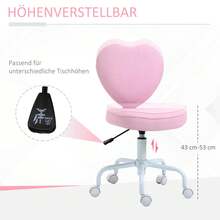 Swivel Chair, Executive Chair, Computer Chair, Height Adjustable, Pretty Pink Linen Upholstery With Heart Pattern, 40 X 50 X 79-89 Cm - Pink - View 2