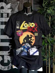 Lobo Bella Canvas Vintage Unisex T-Shirt, Loose And Comfortable - Back - View 6