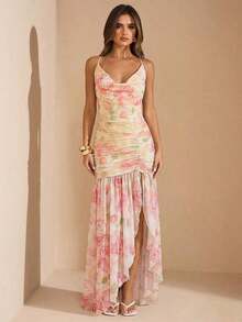 Women Midi Dresses - Apricot 2 - View 7
