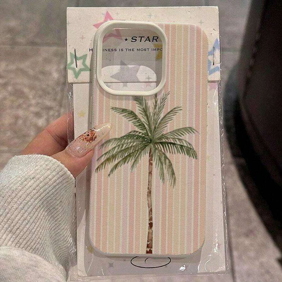 Fashionable Printed Cell Phone Case 20261pc, Vacation Style, TPU Material, Summer Coconut Tree Design, Compatible With Phones, Spring Gift, International Version, Not The National Version - White 4 - View 1