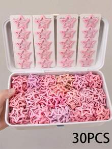 30/60/90pcs Random Color Girls Star Hair Accessories, Simple And Cute, Shiny Surface. Includes BB Clips, Side Clips, Hair Clips, Bangs Clips And Loose Hair Clips, Suitable For Girls' Daily Use - Multicolor - View 7