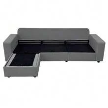 Sofá esquinero con almacenamiento, sofá modular, sofá con otomana, sofá grande para sala de estar, moderno, cómodo, núcleo de muelles ensacados, 245,5 cm - Gris - Ver 10