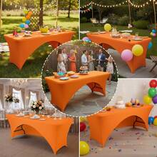 1pc 4/6/8ft Elastic Tablecloth, Multi-Color Stretch Fitted Table Cover, Wrinkle-Resistant And Durable, Suitable For Weddings, Birthday Parties, Outdoor Parties, Exhibition Booths And Various Events, Elastic Table Cover - View 6