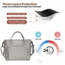 BEENLOVE Portable Insulated Lunch Bag, Large Capacity Food Storage Bag, Reusable Lunch Box, Waterproof And Oil-Proof Tote Bag, Adjustable Shoulder Strap, For Office Work School Picnic Beach, Leakproof Freezable Cooler Bag School Organizer Bags Teacher Storage Bags Classroom Bags Classroom Organizer BagsWomanLunch Box Bag For Women LadiesSchool Supplies Stuff Accessories - 灰色 - 查看 5