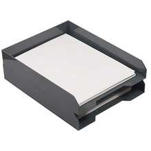 JAM PAPER Stackable Paper Trays - Grey - Desktop Document, Letter, File Organizer Tray - 2/Pack - gris - Ver 1