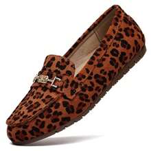 DeYashopin Women's Loafer Shoes Leisure Slip On Work Shoes Comfort Walking Flats - Leopardo - Ver 9
