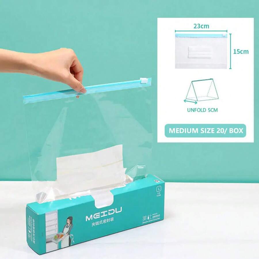 Bolsa reutilizable con cremallera, bolsa de plástico para congelador con cremallera, Ziplock para frutas y verduras, bolsa organizadora de almacenamiento de alimentos para cocina - Gris - Ver 1