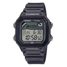 Casio WS1600H系列运动树脂表壳及表带男士电子表，10年电池寿命，配备秒表、自动日历、世界时间功能，型号WS-1600H-2AV，适合日常佩戴，是男士的理想礼物。 - 黑色 - 查看 2