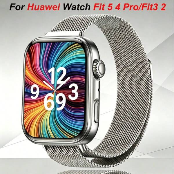 Exquisite Fashion Milan Magnetic Strap, For Huawei Watch Fit 5 4 Pro Quickly Adjust Replace Watch Straps, For Huawei Watch Fit 3/2 High-Quality Stainless Steel Upgraded Version, Suitable For Daily Work Lifestyle And Outdoor Life Formal Business Party Style, Unisex Wristband