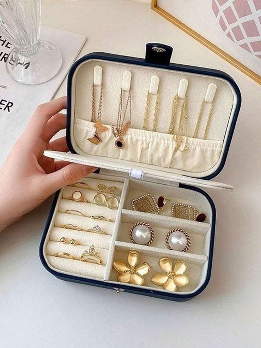 1 Stück tragbare kleine/große Schmuckaufbewahrungsbox, exquisiter Schmuckorganizer, geeignet für Halsketten, Ringe, Ohrringe und andere Accessoires, Valentinstag Geschenk, Heimdekoration Box, zum Aufbewahren kleiner Schmuckstücke wie Ohrringe, Halsketten und Ringe, Sommerreise, Urlaub, Badezimmerdekoration, Feiertags-Make-up-Aufbewahrungsbox, Badezimmerzubehör, Schulanfangszubehör.
