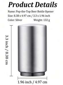 1pc Stainless Steel Automatic Beer Bottle Opener - Magnetic Pressure Bottle Cap Opener, Suitable For Home, Camping, Bar And Party | Easy To Open, Portable And Durable - View 3