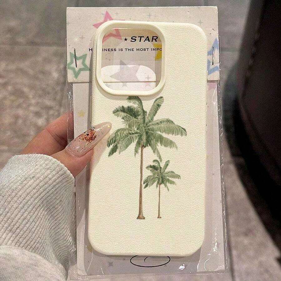 Fashionable Printed Cell Phone Case 20261pc, Vacation Style, TPU Material, Summer Coconut Tree Design, Compatible With Phones, Spring Gift, International Version, Not The National Version - 白色 10 - 查看 1