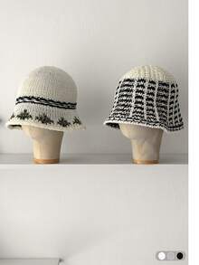 1 pièce Chapeau seau en tricot jacquard pour femmes, chapeau de bassin à large bord respirant et polyvalent pour l'été, chapeau seau à large bord respirant et polyvalent pour la protection solaire au printemps, chapeau seau à large bord respirant et polyvalent pour la protection solaire en été - multicolore - Voir 8