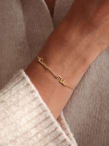 Custom 1-4 Names Roadside Bracelet, Personalized Stainless Steel Adjustable Charm Bracelet, Vintage Casual Unisex Jewelry, Anniversary Couple Memorial Gift, Valentine's Day, Mother's Birthday, Wedding, Daily Party Wear - Multicolor - View 10