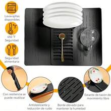 Tapete de Silicona para Secar Platos, Escurridor de Trastes para Cocina, Tapete de Secado para Encimera de Cocina, 48.5CM x 33.5CM Antideslizante Estera de Secado, Encimera, Fregadero - negro - Ver 5