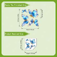 1pc Luxury Blue & Gold Butterfly Glow-In-The-Dark Wall Sticker, Self-Adhesive Removable Room Decor - Multicolor - View 6