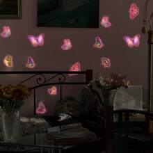 1 pieza Pegatina de pared de mariposa que brilla en la oscuridad, pegatina de combinación de mariposa luminosa degradada, decoración de pared extraíble para dormitorio/sala de estar de niña - Ver 1