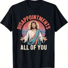 Veenajo 100% Cotton T-Shirt With Sarcastic Design "Jesus Is Disappointed In All Of You", Family Clothing - Grey - View 1