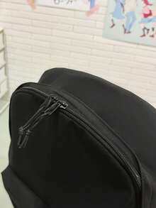 Unisex Minimalist Black Backpack | Water-Resistant Nylon Daypack For Work/Commute/School | Adjustable Straps Multi-Pocket,Y2k - Multicolor - View 7