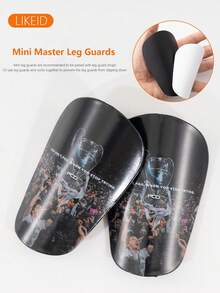1 Pair 10x6cm Mini Football Shin Guards, EVA Lining, PBT Protective Training Version - Black - View 1