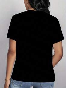 Women's T-Shirt For Spring And Summer - 黑色 - 查看 3
